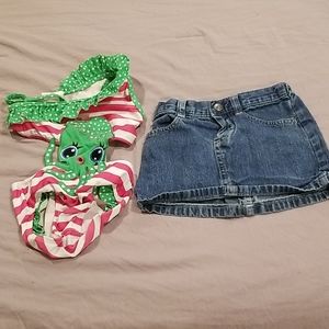 cutest 2t swimsuit and denim skirt